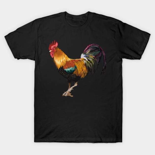Many Colored Rooster T-Shirt by Shadowsantos